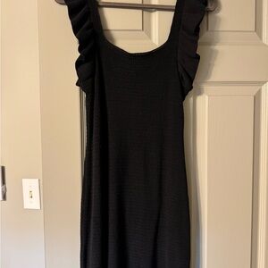 Elegant Black Ruffle Strap Dress
